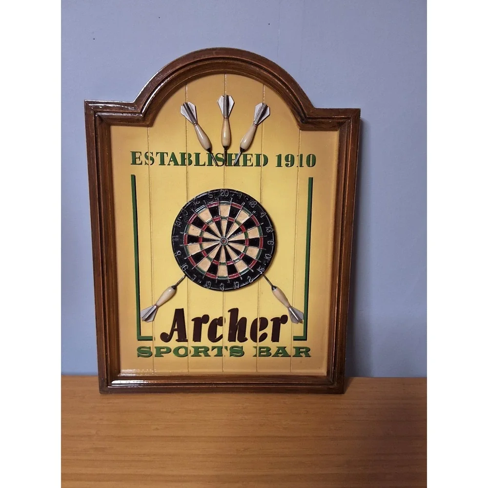 Vintage Retro-Style Archer Sports Bar 3D Wooden Wall Plaque. 16